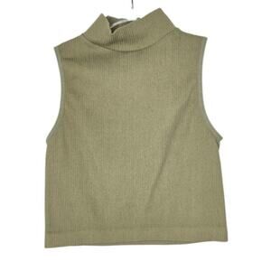ASTER Green High Neck Ribbed High Neck Crop Tank Womens SM Fairy Boho Grunge